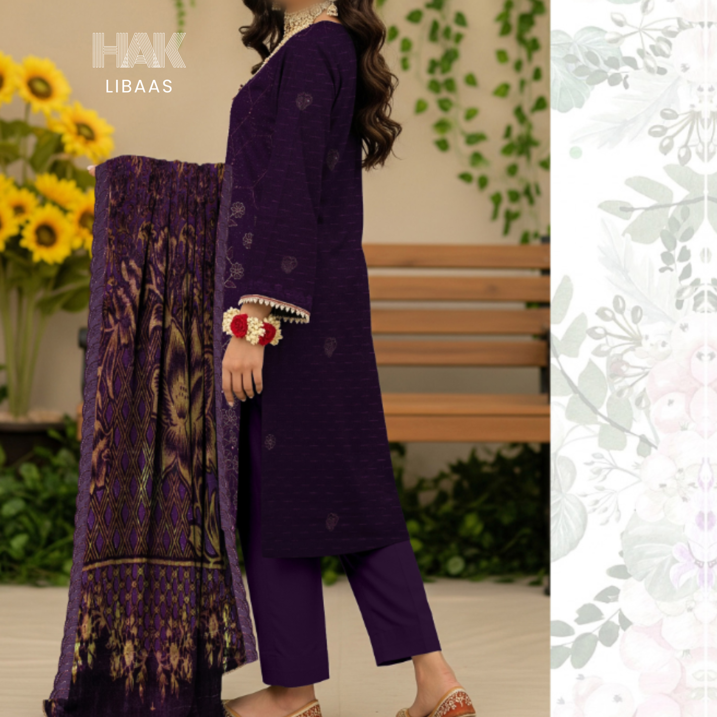 Chamki Dhanak Daman Aplic Embroidered - HAK Libaas AS-204F