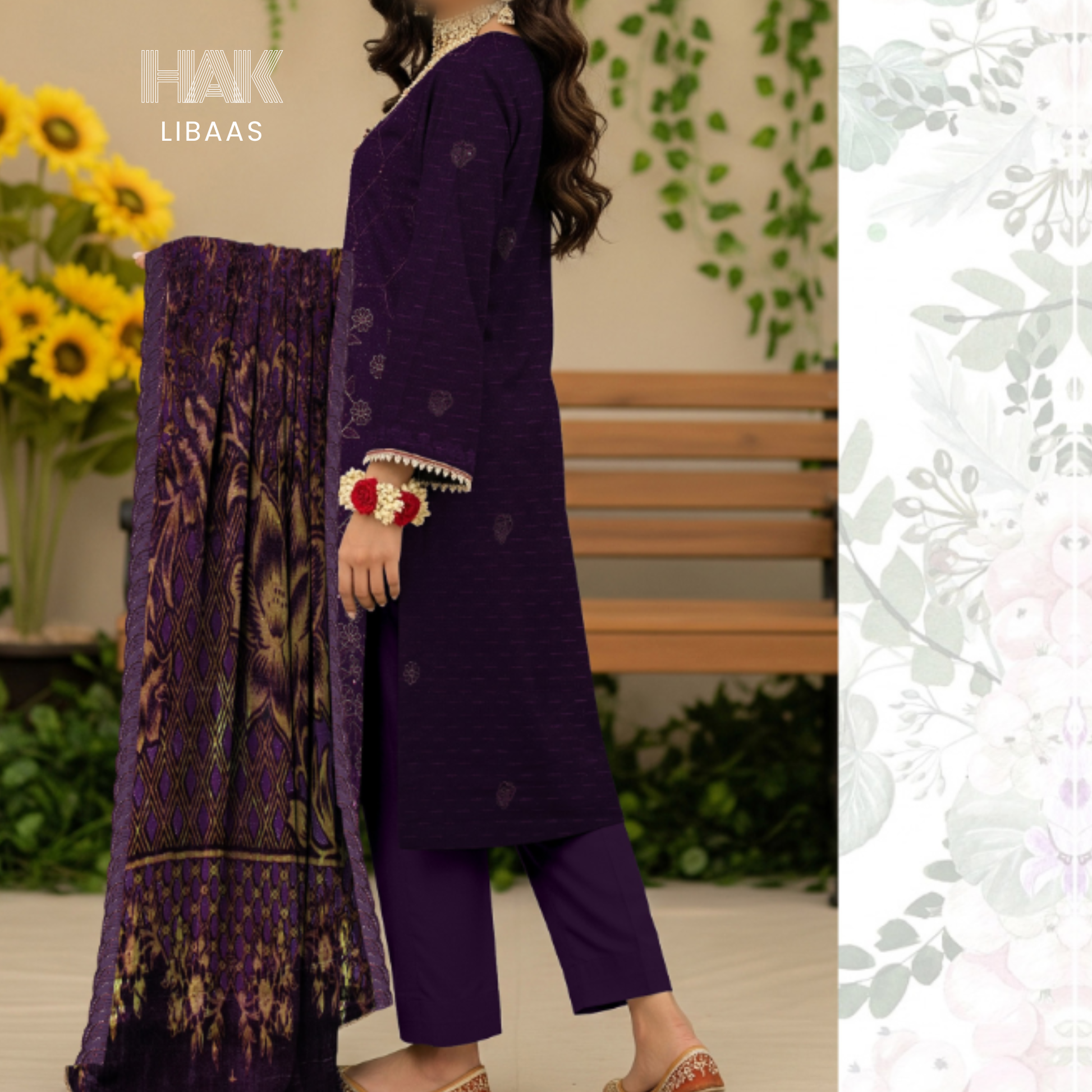 Chamki Dhanak Daman Aplic Embroidered - HAK Libaas AS-204F