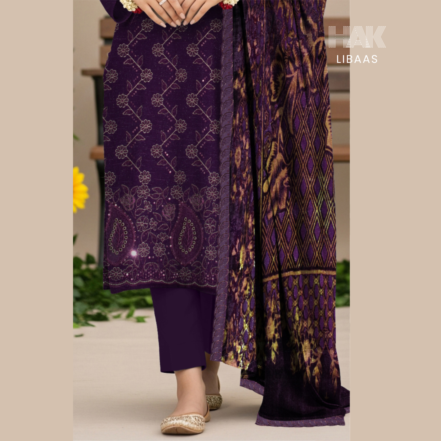 Chamki Dhanak Daman Aplic Embroidered - HAK Libaas AS-204F