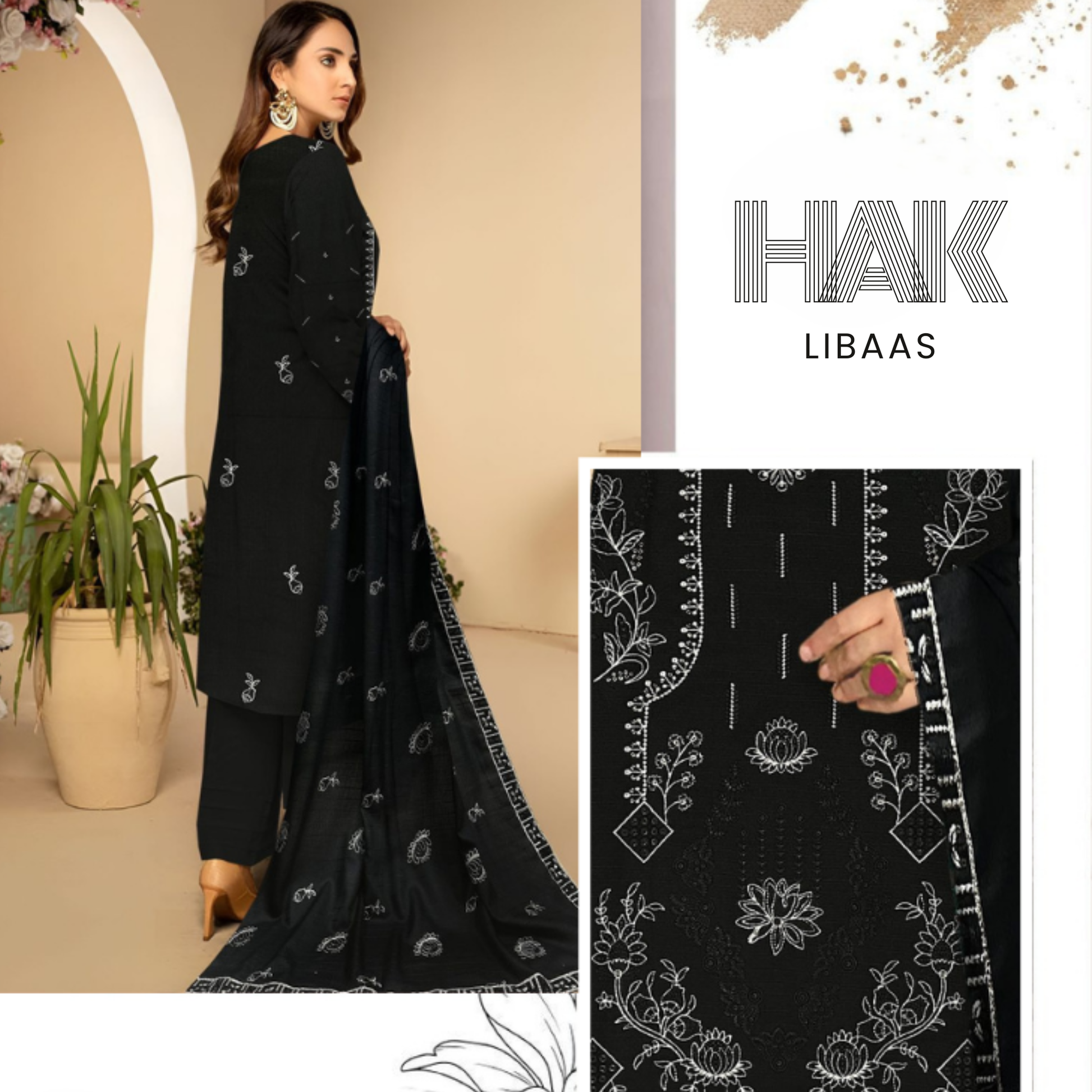 Dhanak Bana Dora Sequence Embroidered 3 Piece | HAK Libaas DF-207A Dhanak Bana Dora Sequence Embroidered 3 Piece | HAK Libaas DF-207A