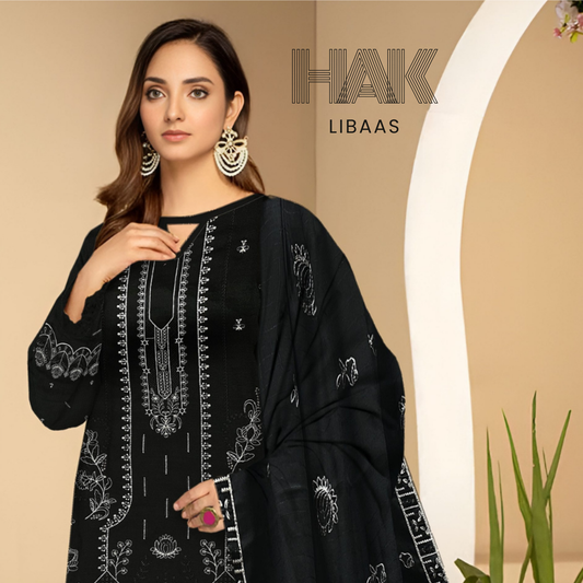 HAK Libaas DF-207A Dhanak Bana Dora Sequence Embroidered 3 Piece Suit – Front, Back, Dupatta & Trouser
