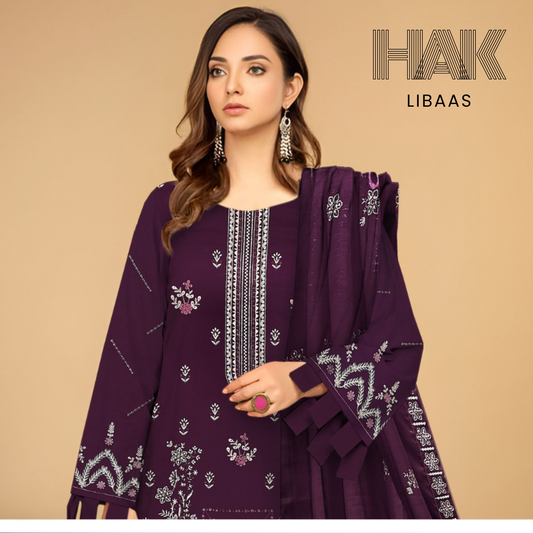 HAK Libaas DF-207C Dhanak Bana Dora Sequence Embroidered 3 Piece Suit – Front, Back, Dupatta & Trouser