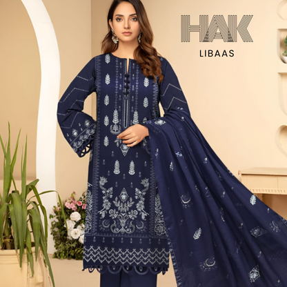 HAK Libaas DF-207E Dhanak Bana Dora Sequence Embroidered 3 Piece Suit – Front, Back, Dupatta & Trouser