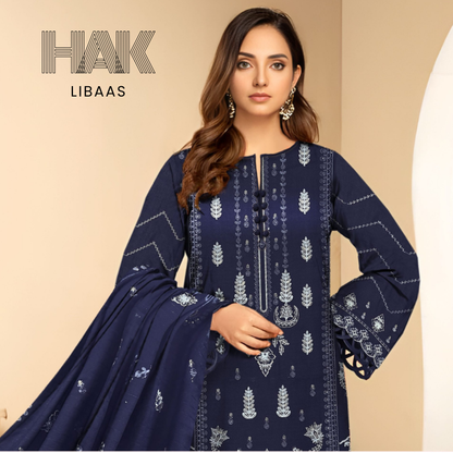 HAK Libaas DF-207E Dhanak Bana Dora Sequence Embroidered 3 Piece Suit – Front, Back, Dupatta & Trouser