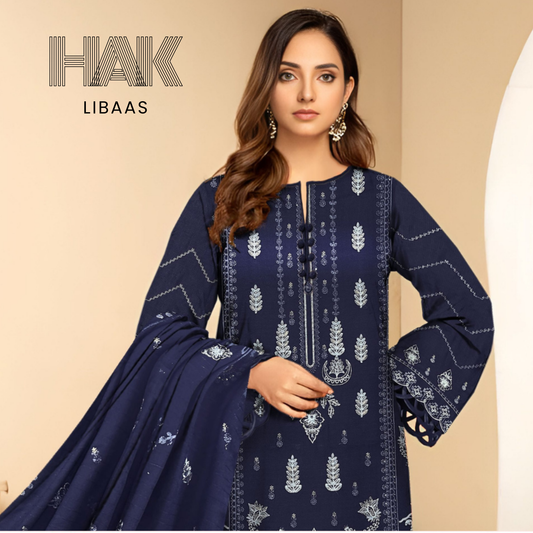 HAK Libaas DF-207E Dhanak Bana Dora Sequence Embroidered 3 Piece Suit – Front, Back, Dupatta & Trouser