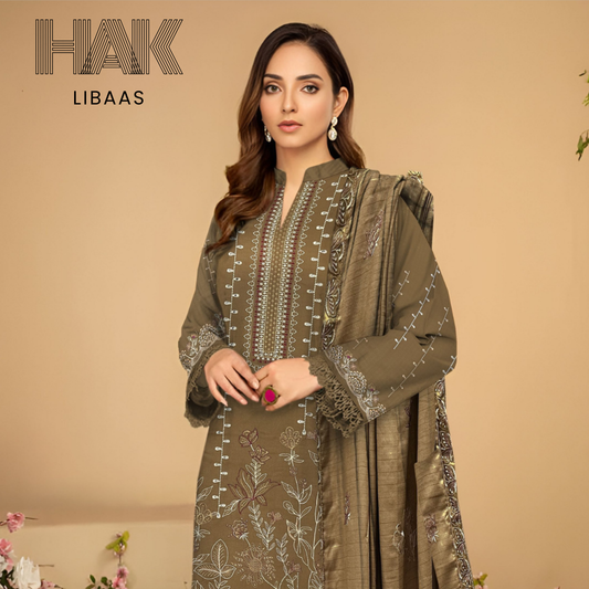 HAK Libaas DF-207F Dhanak Bana Dora Sequence Embroidered 3 Piece Suit – Front, Back, Dupatta & Trouser