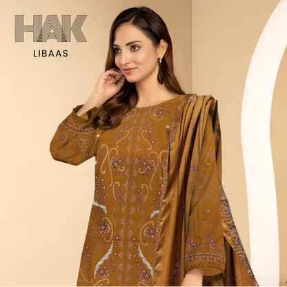 HAK Libaas DF-207G Dhanak Bana Dora Sequence Embroidered 3 Piece Suit – Front, Back, Dupatta & Trouser