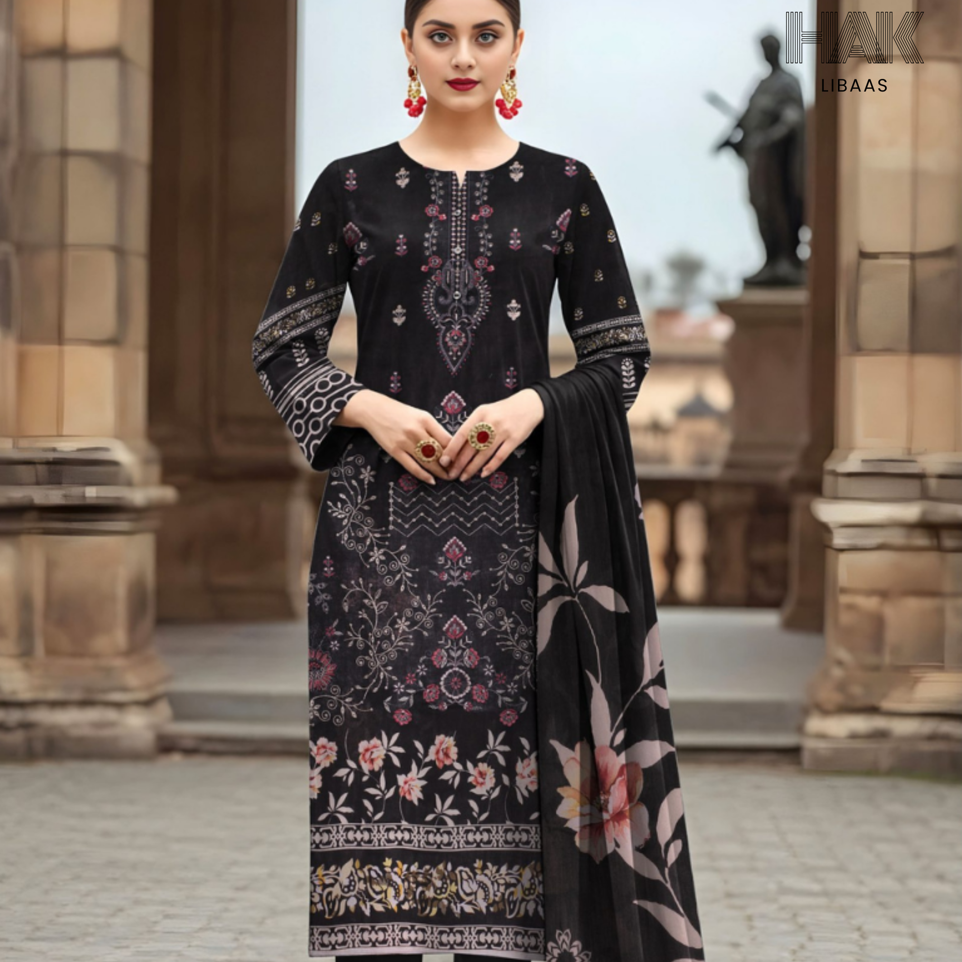 HAK Libaas digital printed lawn suit with Bamber chiffon dupatta HK-236A