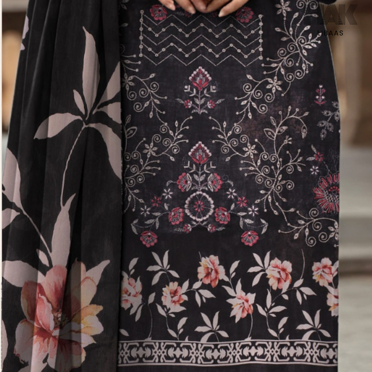 HAK Libaas digital printed lawn suit with Bamber chiffon dupatta HK-236A