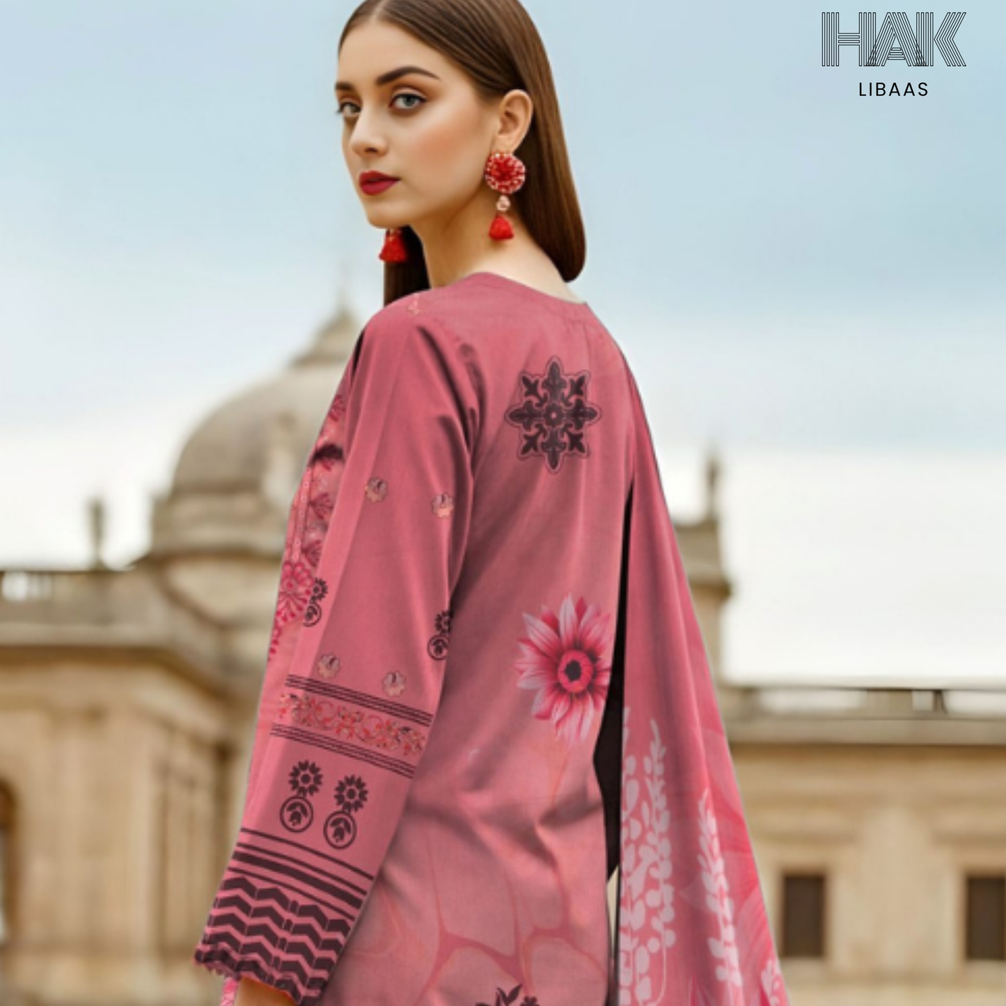 HAK Libaas digital printed lawn suit with Bamber chiffon dupatta HK-236B