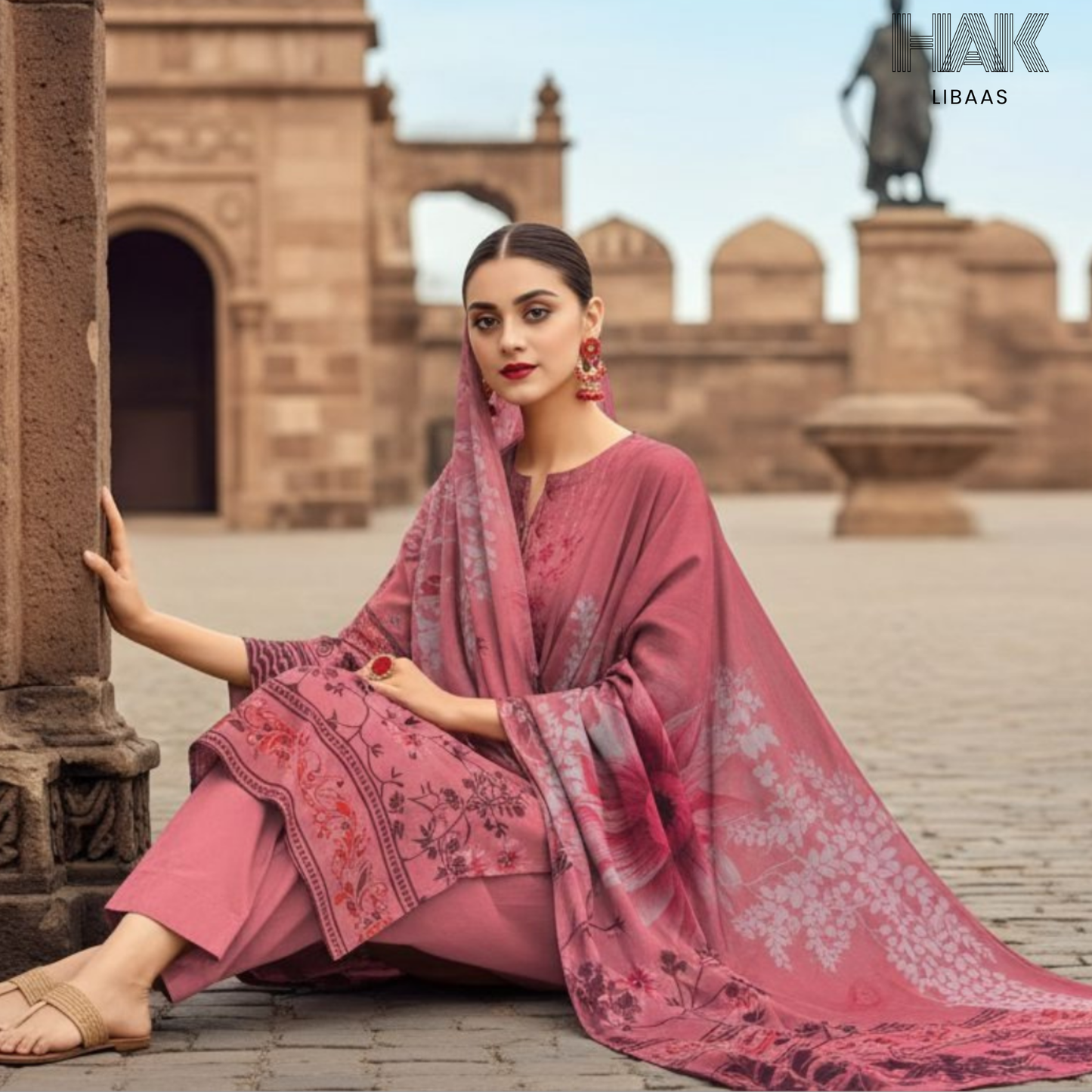 HAK Libaas digital printed lawn suit with Bamber chiffon dupatta HK-236B