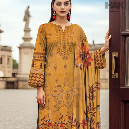 HAK Libaas digital printed lawn suit with Bamber chiffon dupatta HK-236C