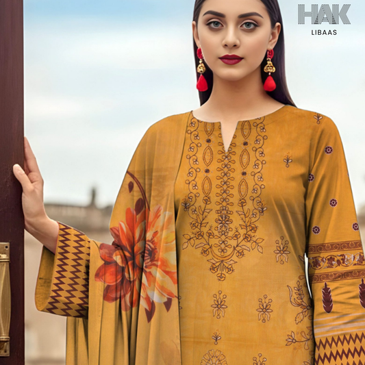 HAK Libaas digital printed lawn suit with Bamber chiffon dupatta HK-236C