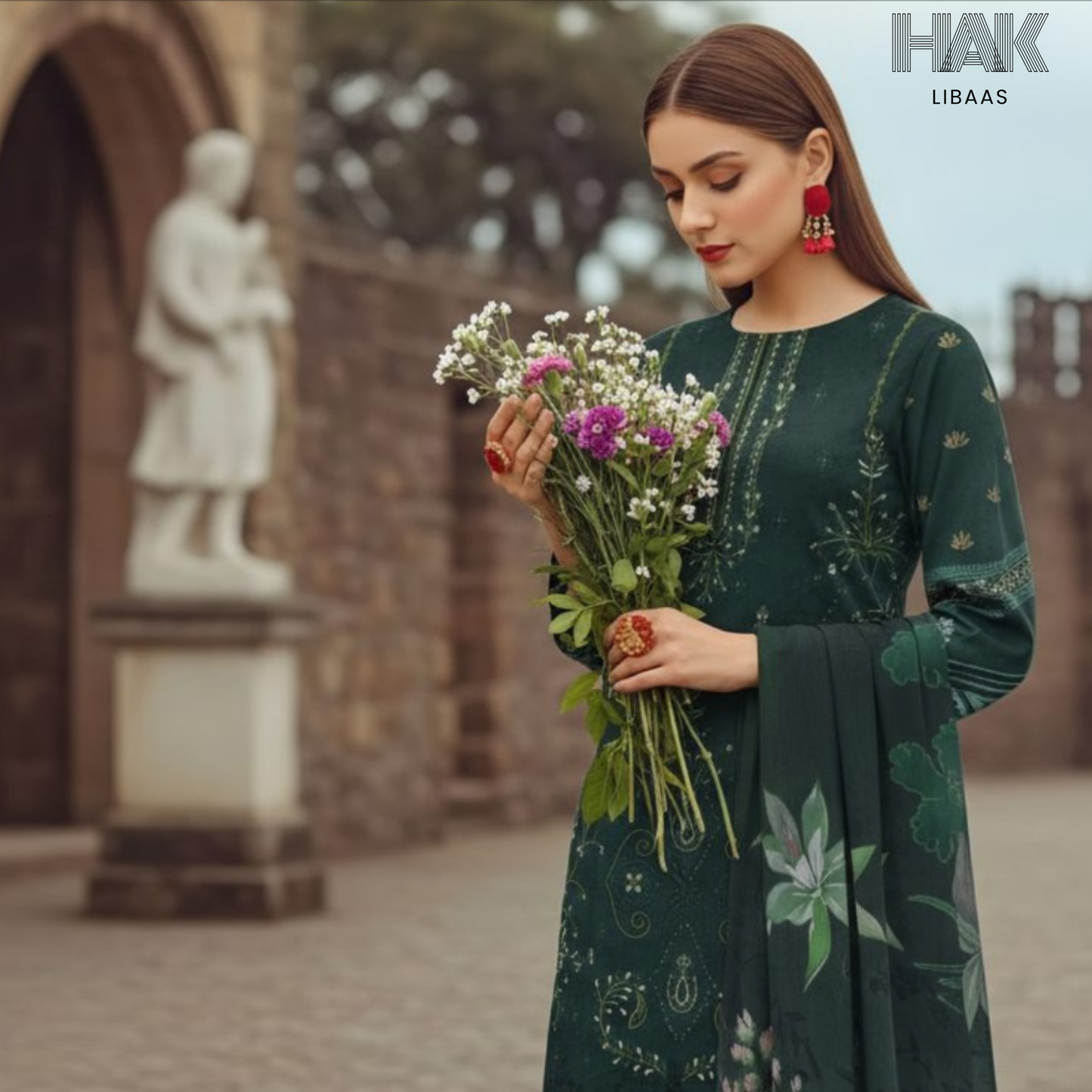 HAK Libaas digital printed lawn suit with Bamber chiffon dupatta HK-236D