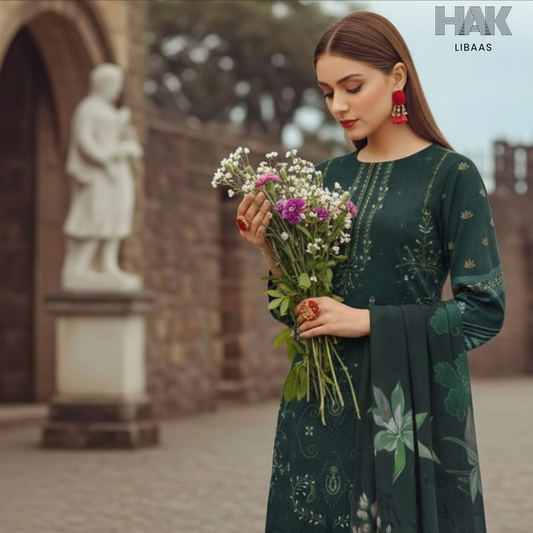 HAK Libaas digital printed lawn suit with Bamber chiffon dupatta HK-236D