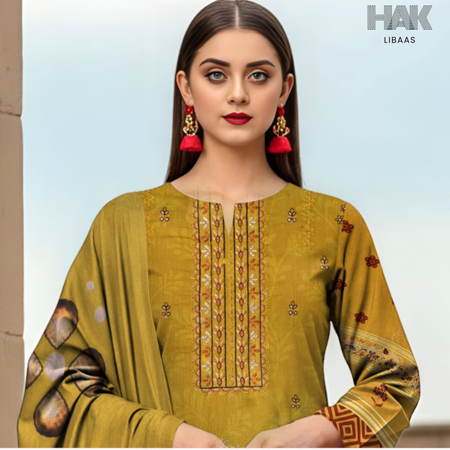 HAK Libaas digital printed lawn suit with Bamber chiffon dupatta HK-236E