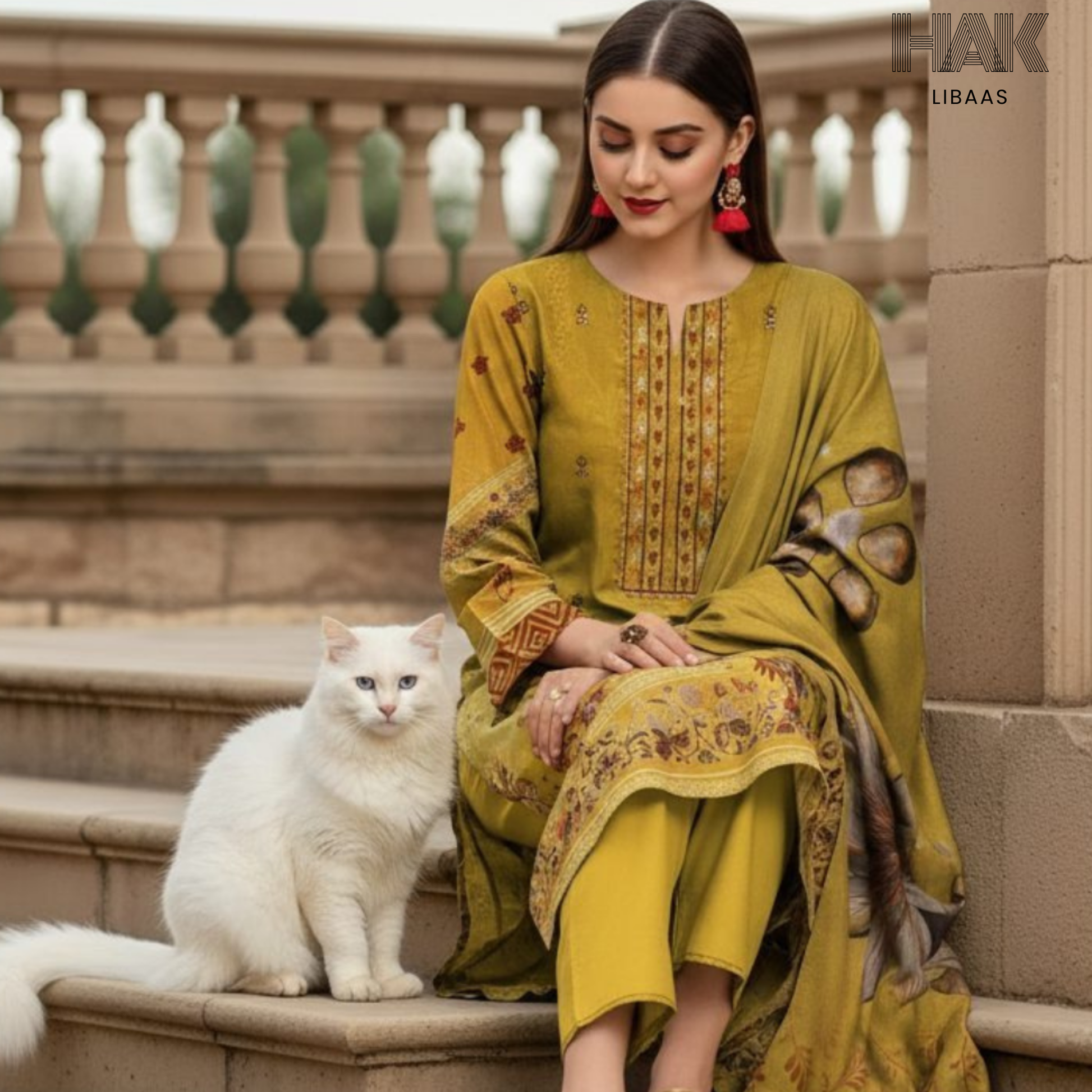 HAK Libaas digital printed lawn suit with Bamber chiffon dupatta HK-236E