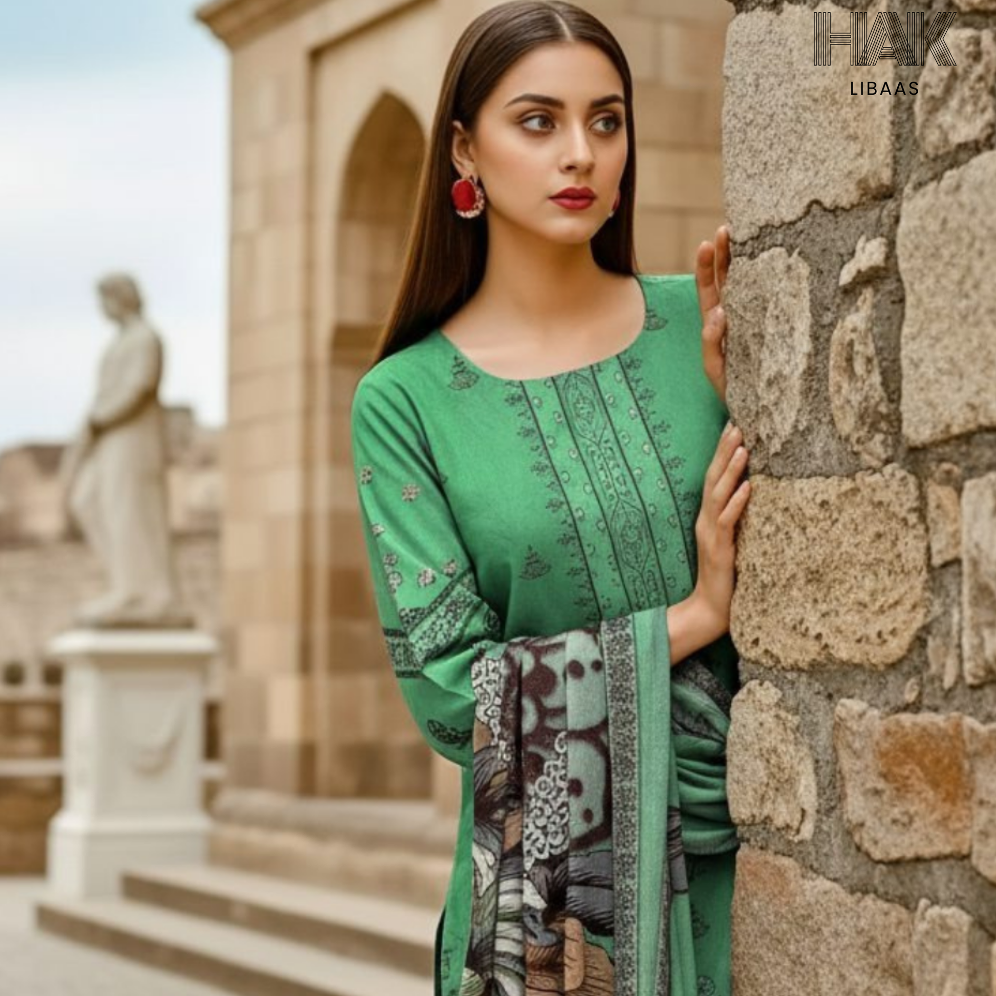 HAK Libaas digital printed lawn suit with Bamber chiffon dupatta HK-236F