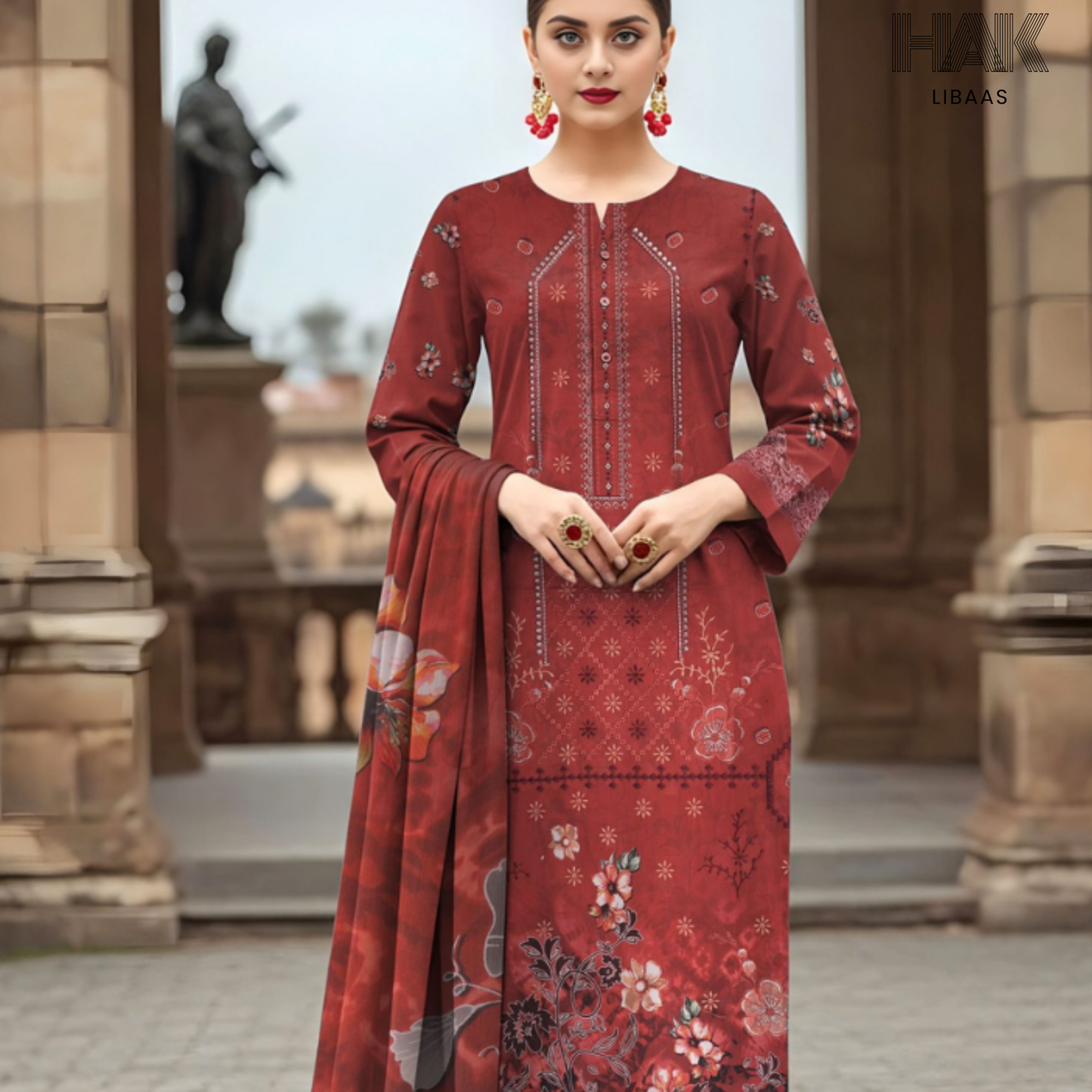 HAK Libaas digital printed lawn suit with Bamber chiffon dupatta HK-236G
