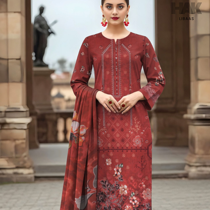 HAK Libaas digital printed lawn suit with Bamber chiffon dupatta HK-236G