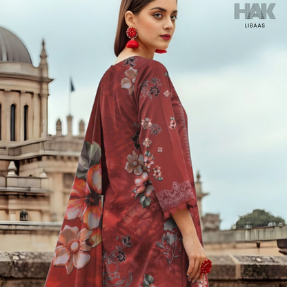 HAK Libaas digital printed lawn suit with Bamber chiffon dupatta HK-236G