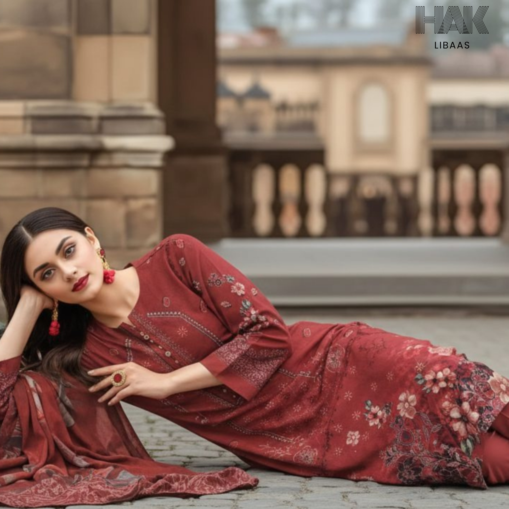 HAK Libaas digital printed lawn suit with Bamber chiffon dupatta HK-236G