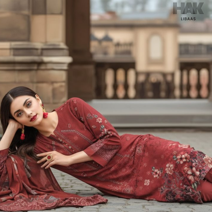 HAK Libaas digital printed lawn suit with Bamber chiffon dupatta HK-236G
