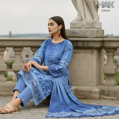 HAK Libaas digital printed lawn suit with Bamber chiffon dupatta HK-236H