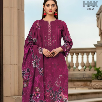 HAK Libaas digital printed lawn suit with Bamber chiffon dupatta HK-236i