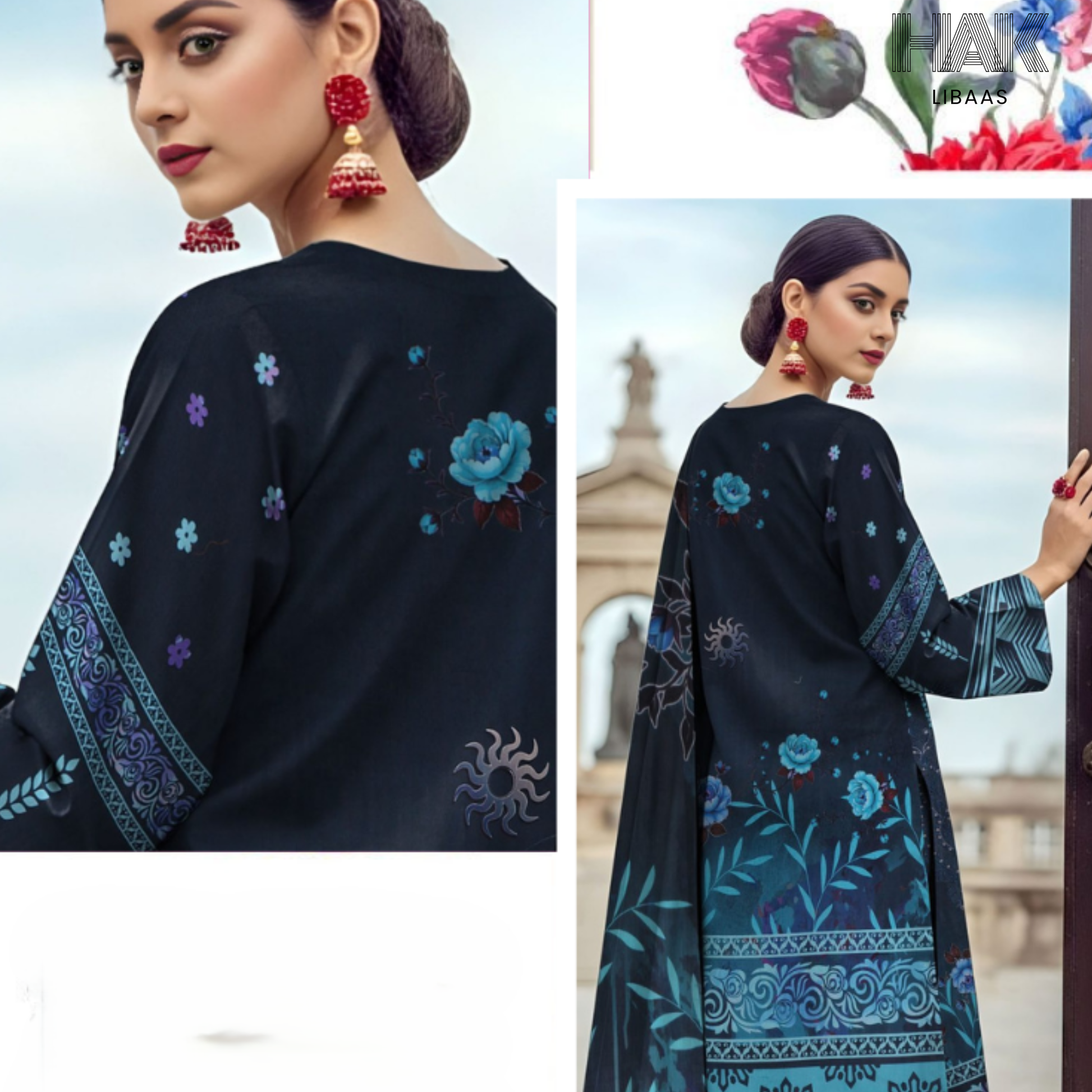 HAK Libaas digital printed lawn suit with Bamber chiffon dupatta HK-236J