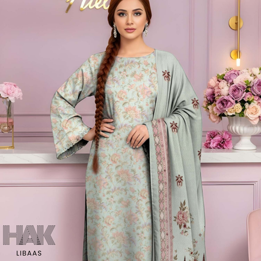 HAK Libaas HK-229B Digital Print Karandi 3 Piece Suit for Women