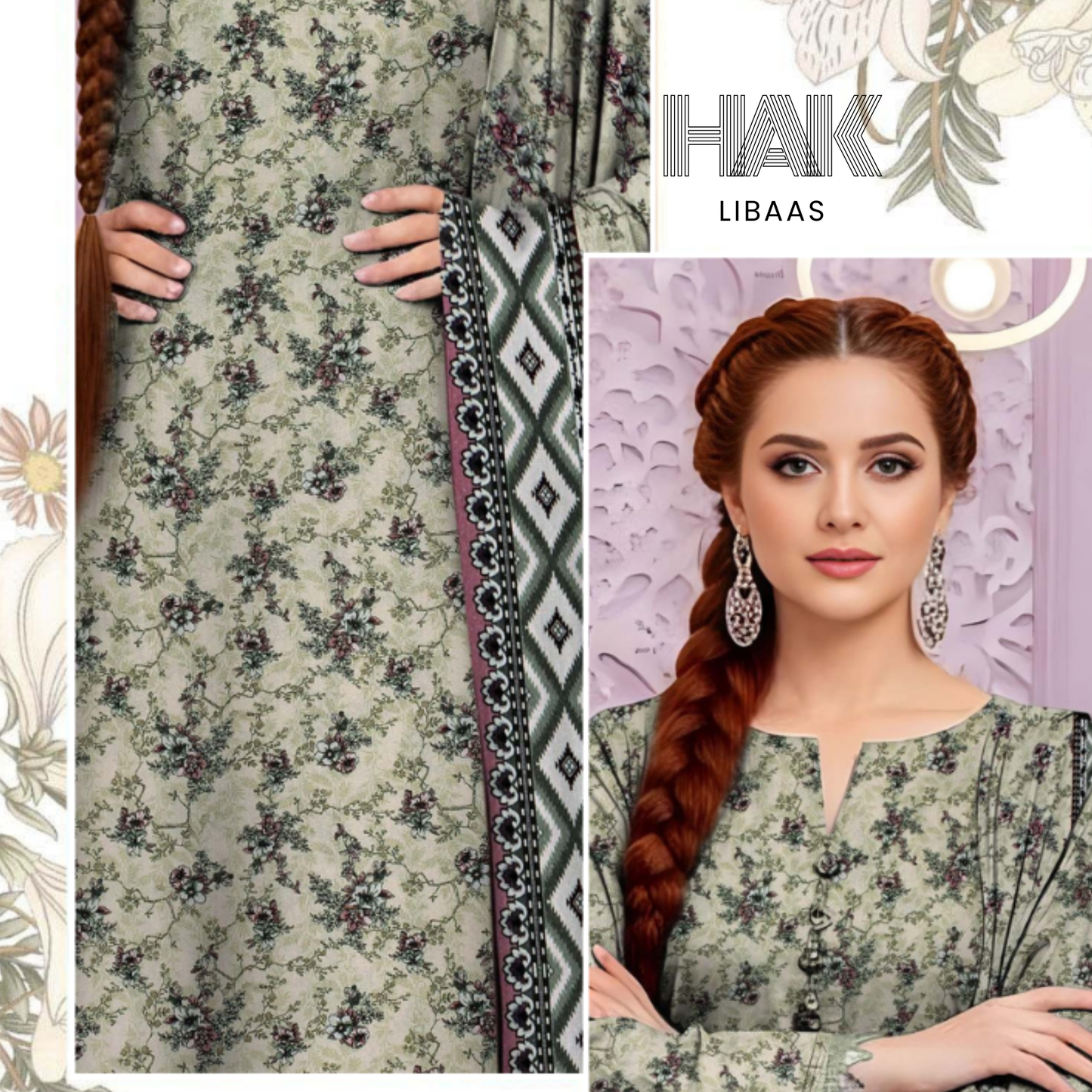 HAK Libaas HK-229C Digital Print Karandi 3 Piece Suit for Women