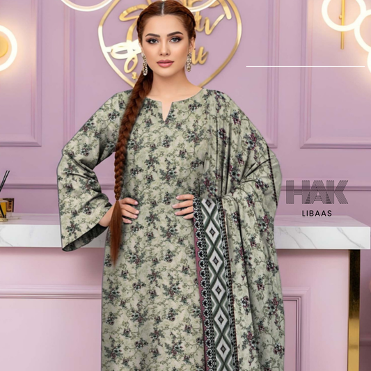 HAK Libaas HK-229C Digital Print Karandi 3 Piece Suit for Women