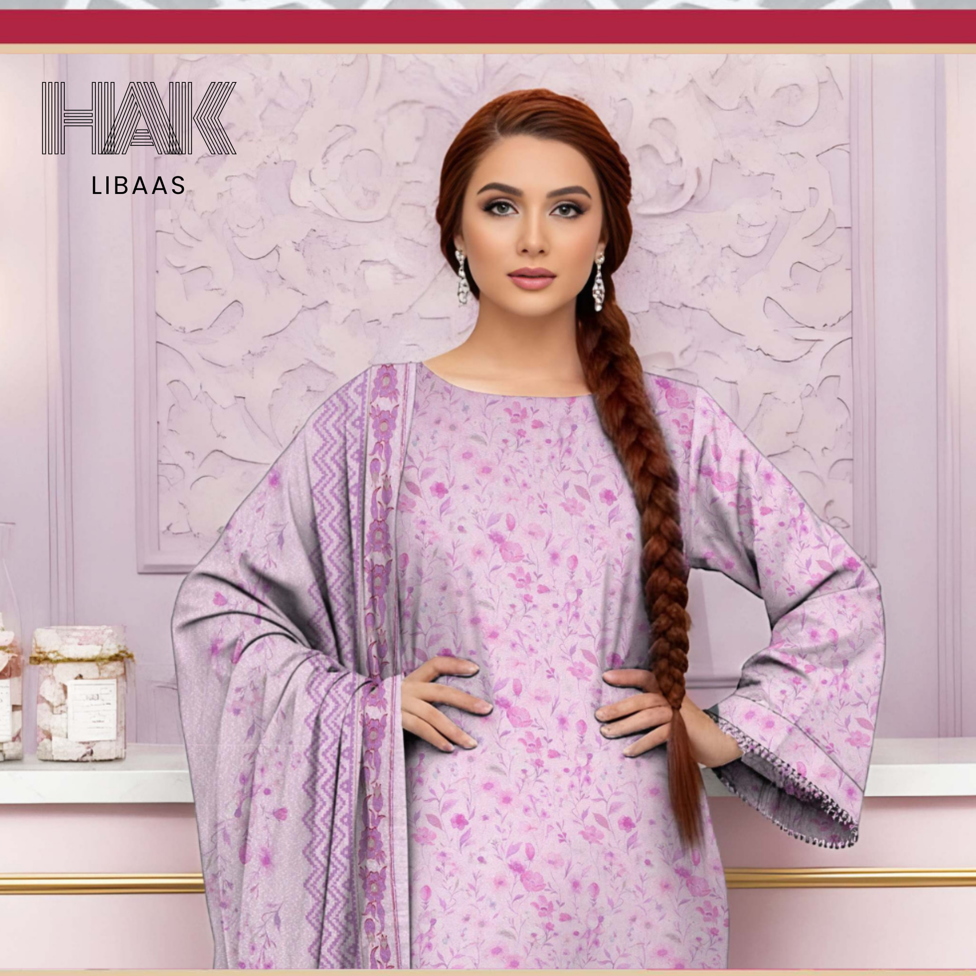 HAK Libaas HK-229F Digital Print Karandi 3 Piece Suit for Women