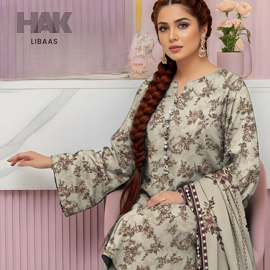 HAK Libaas HK-229H Digital Print Karandi 3 Piece Suit for Women