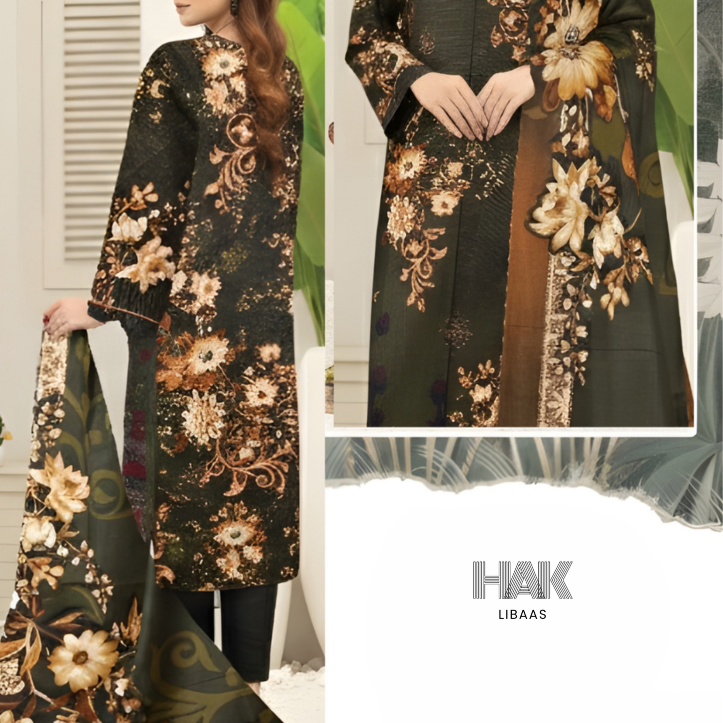 HAK Libaas Digital Printed Khaddar 3-Piece Suit HK-232A