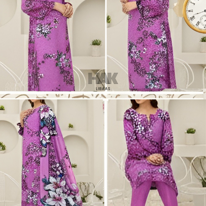 HAK Libaas Digital Printed Khaddar 3-Piece Suit HK-232C