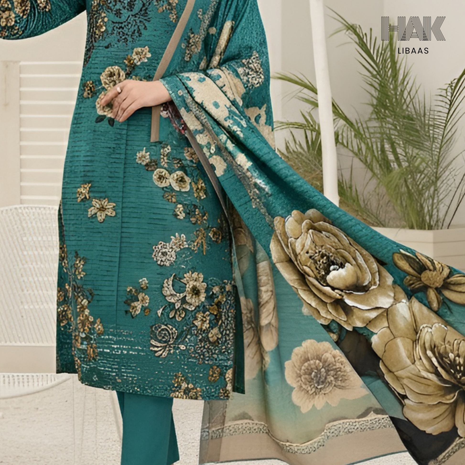 HAK Libaas Digital Printed Khaddar 3-Piece Suit HK-232D