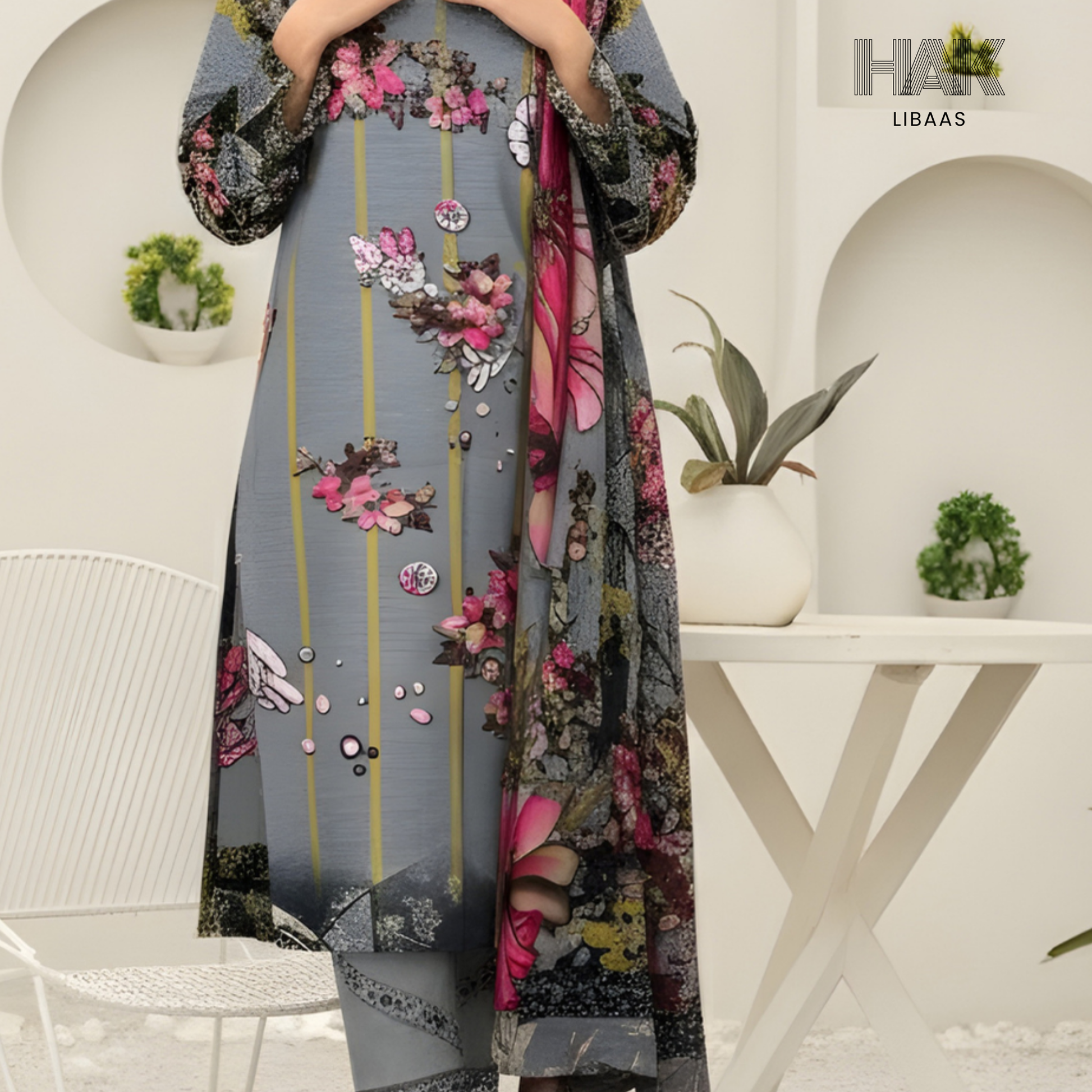 HAK Libaas Digital Printed Khaddar 3-Piece Suit HK-232F