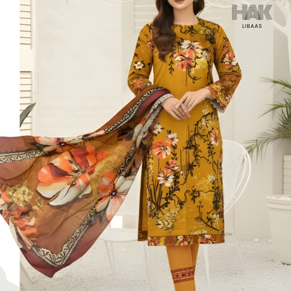 HAK Libaas Digital Printed Khaddar 3-Piece Suit HK-232G