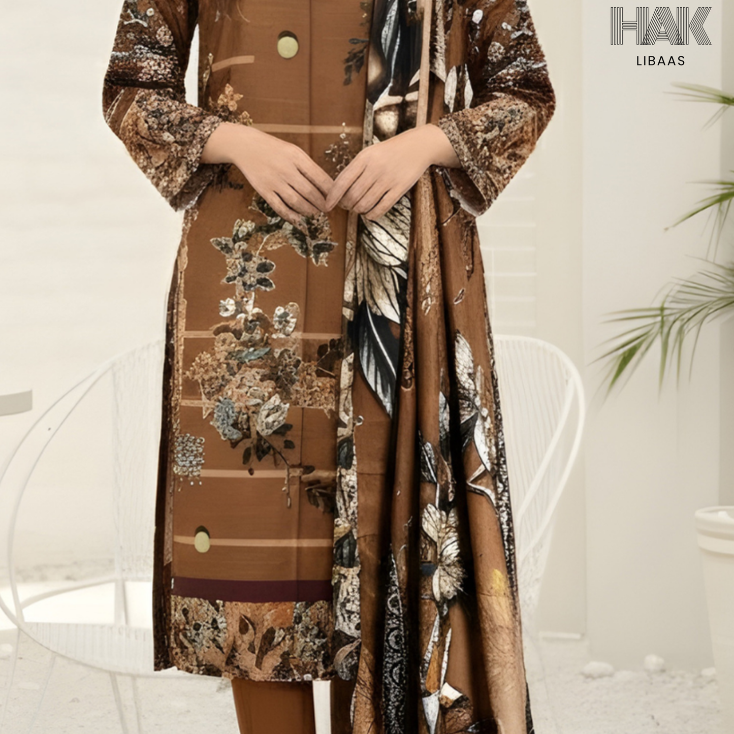 HAK Libaas Digital Printed Khaddar 3-Piece Suit HK-232H