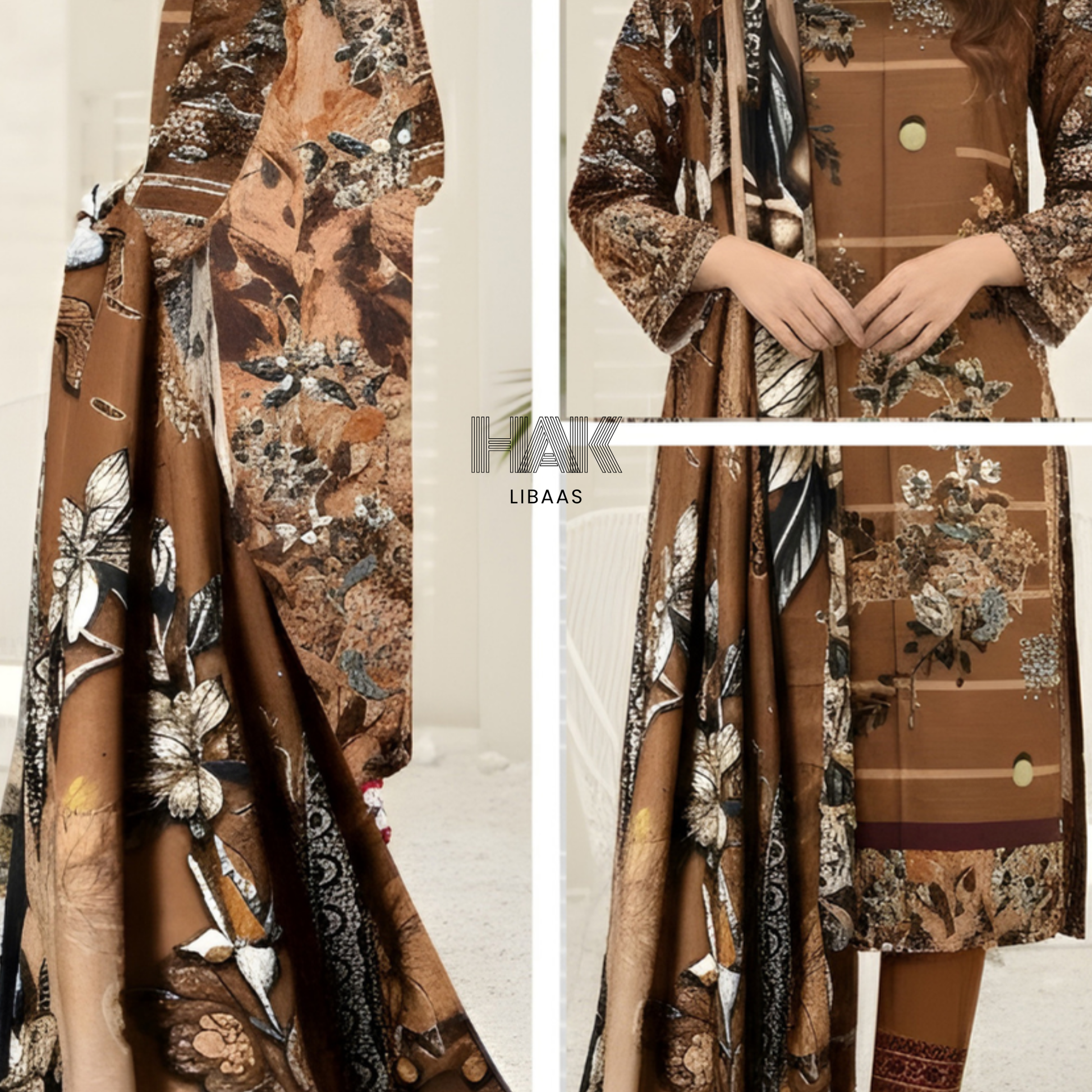 HAK Libaas Digital Printed Khaddar 3-Piece Suit HK-232H