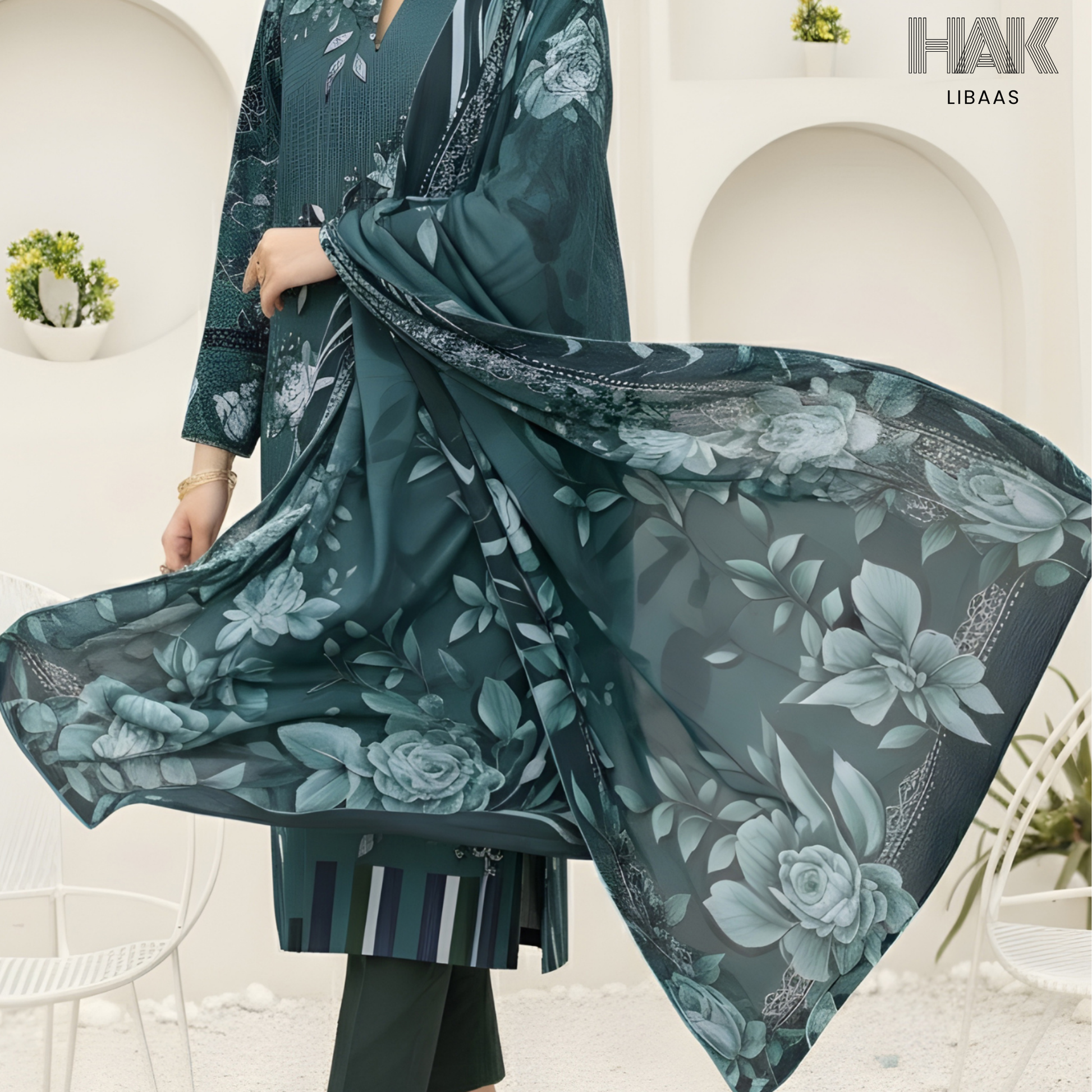 HAK Libaas Digital Printed Khaddar 3-Piece Suit HK-232J