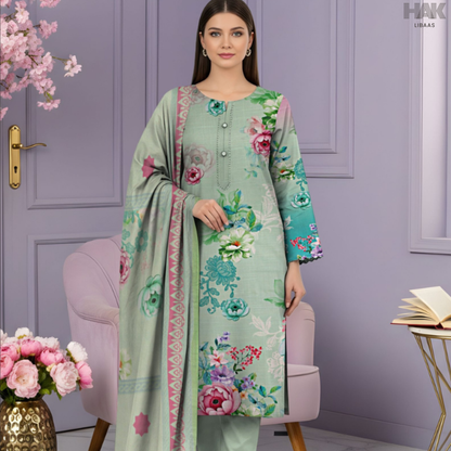 HAK Libaas Cross Slub Lawn Suit with Bamber Chiffon Dupatta HK-238A Pakistan