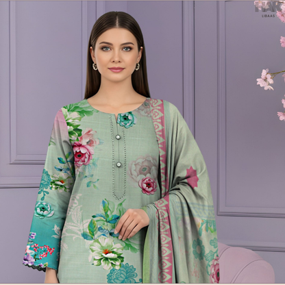 HAK Libaas Cross Slub Lawn Suit with Bamber Chiffon Dupatta HK-238A Pakistan