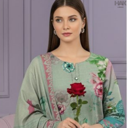 HAK Libaas Cross Slub Lawn Suit with Bamber Chiffon Dupatta HK-238A Pakistan