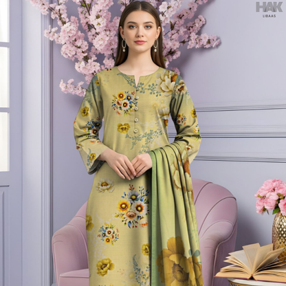 HAK Libaas Cross Slub Lawn Suit with Bamber Chiffon Dupatta HK-238B Pakistan