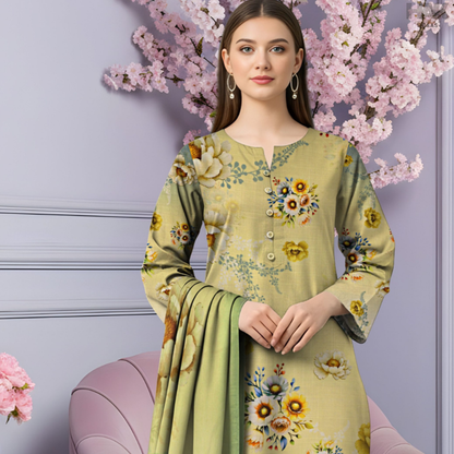 HAK Libaas Cross Slub Lawn Suit with Bamber Chiffon Dupatta HK-238B Pakistan
