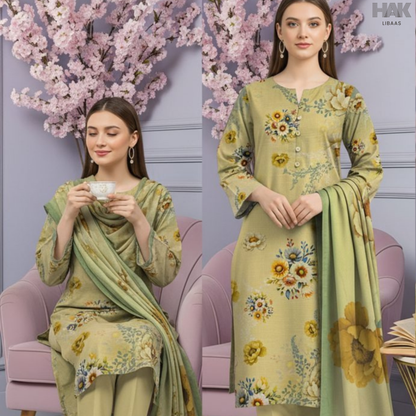 HAK Libaas Cross Slub Lawn Suit with Bamber Chiffon Dupatta HK-238B Pakistan