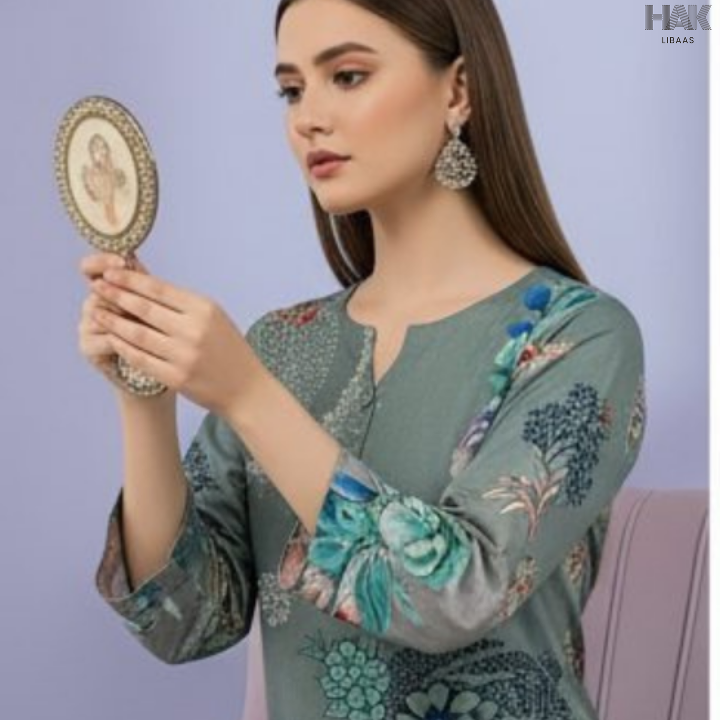 HAK Libaas Cross Slub Lawn Suit with Bamber Chiffon Dupatta HK-238C Pakistan